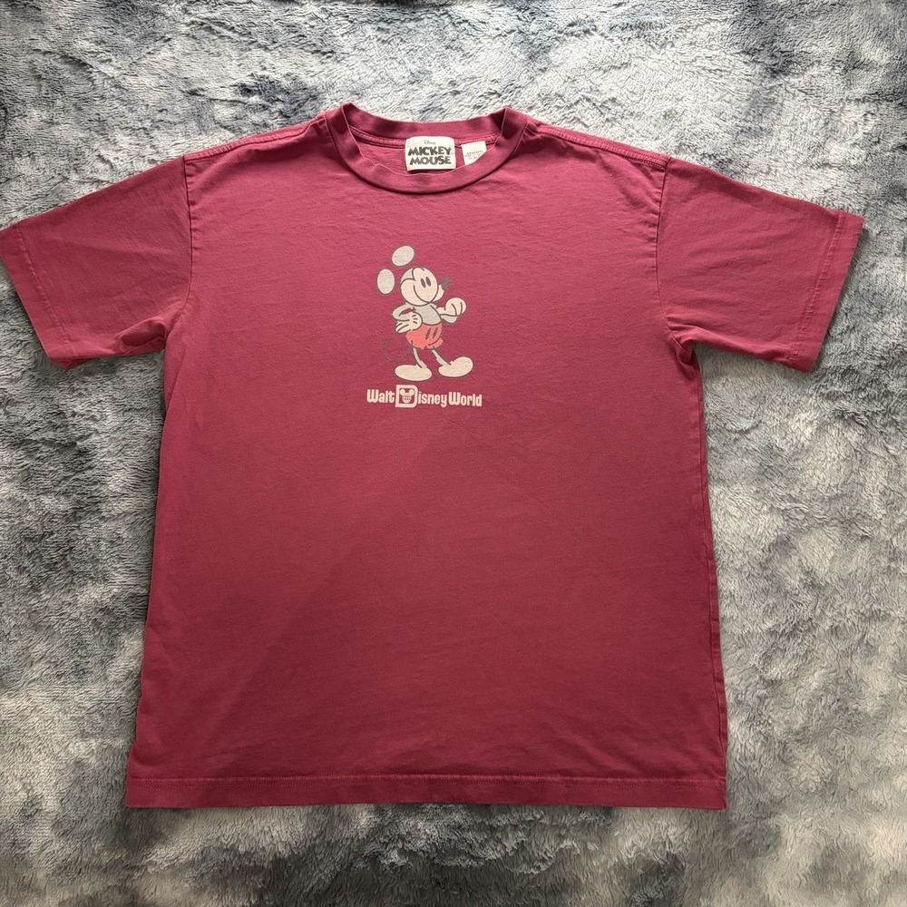 Vintage Walt Disney World Mickey Mouse Graphic T-Shirt Red Unisex Size L